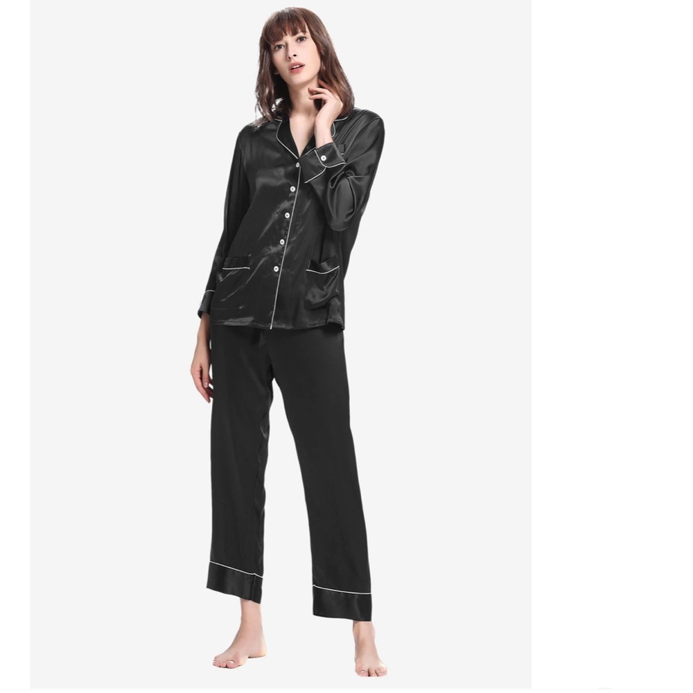 Lily Silk 22 Momme Chic Trimmed Silk Pajamas Set